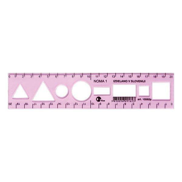 Sablon vonalzó OPTIMA pink 20cm