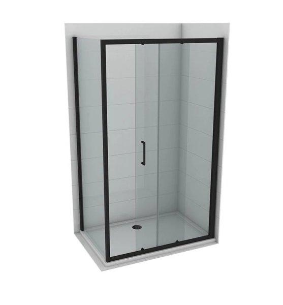 Tolóajtós zuhanyajtó ATLAS BLACK 1400x1950 mm víztiszta üveg, fekete keret,
6 mm