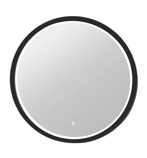 Tükör COPEN 800 mm átmérőjű, LED világítás, matt fekete alumínium
keret (56,5 mm)