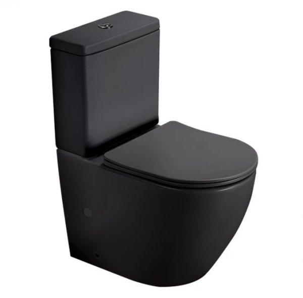 PERLA rimless monoblokk matt fekete soft close duroplast WC ülőkével, vario