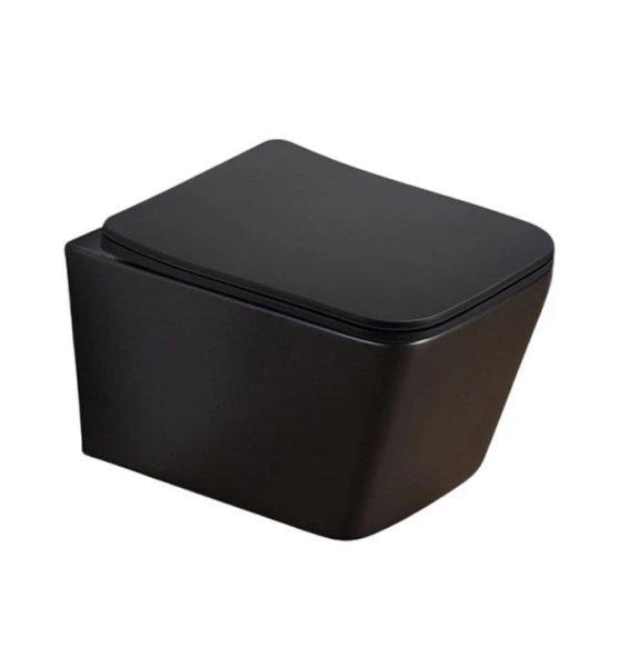 PIANO fali WC rimless, matt fekete, soft-close duroplast WC-ülőkével