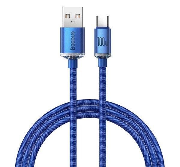 BASEUS CRYSTAL SHINE adatkábel (USB - Type-C, 100W, PD gyorstöltő, 120cm,
cipőfűző) SÖTÉTKÉK