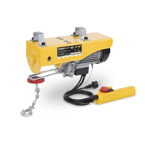 PowerPlus POWX900 elektromos csörlő 500W teljesítmény, 200 kg (6 méter
magasra, 4 m / perc sebességgel) | 100 kg (12m magasra, 8 m / perc
sebességgel)