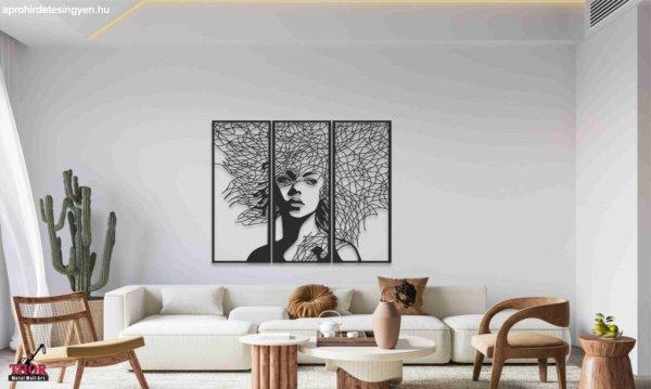 3 részes modern fa arc falikép – minimalista lakásdekoráció