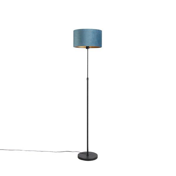 Állólámpa fekete kék bársony árnyékolóval, aranyozott 35 cm - Parte
