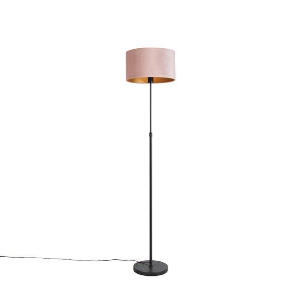 Állólámpa fekete rózsaszín bársony árnyékolóval, arannyal 35 cm - Parte