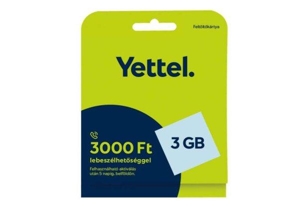 Bliszteres Yettel aktiválatlan sim kártya 3000 Ft lebeszélhetőséggel és
3GB mobilnettel