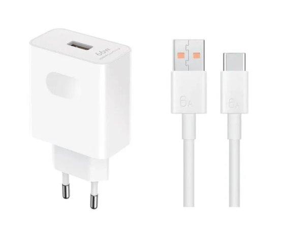 Bliszteres Honor SuperCharge HN-110600E00 USB-A fehér gyári töltőfej 66W 6A,
Type-C adatkábellel