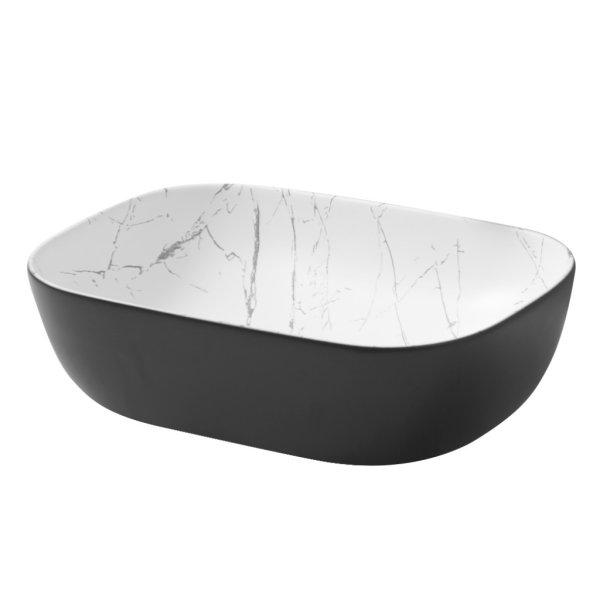 Welland Rio pultra építhető mosdókagyló - 46 x 32 cm (fekete / fehér
márvány)
