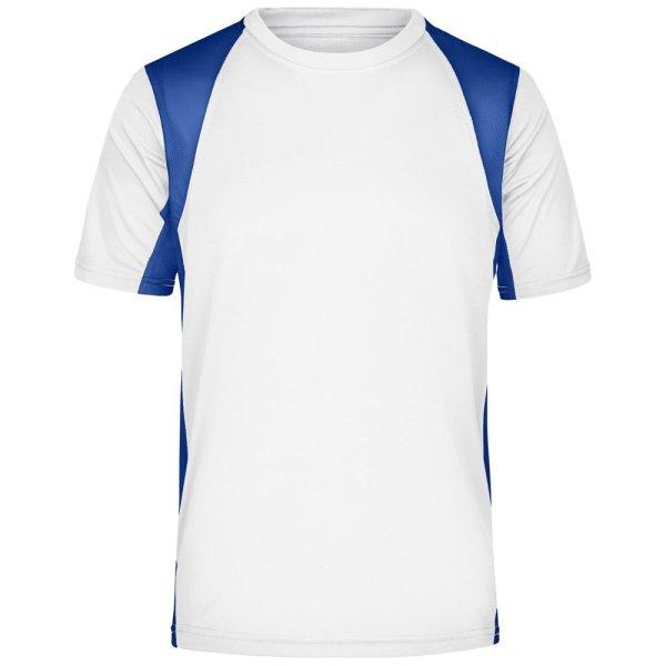 James & Nicholson (Daiber) Férfi sportos rövid ujjú póló JN306 - Fehér /
királykék | 2XL