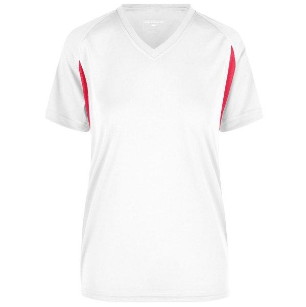 James & Nicholson (Daiber) Női sportos rövid ujjú póló JN316 - Fehér /
piros | 2XL