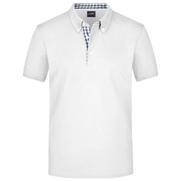 James & Nicholson (Daiber) Elegáns férfi galléros póló JN964 - Fehér /
sötétkék / fehér | 2XL