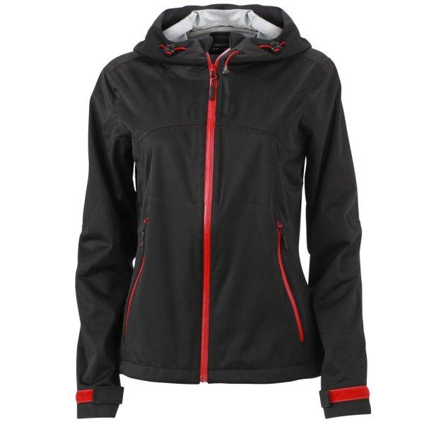 James & Nicholson (Daiber) Női softshell kapucnis kabát JN1097 - Fekete /
piros | 2XL