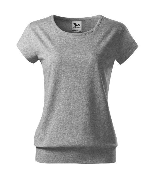 MALFINI City Női póló - Sötétszürke melírozott | 2XL