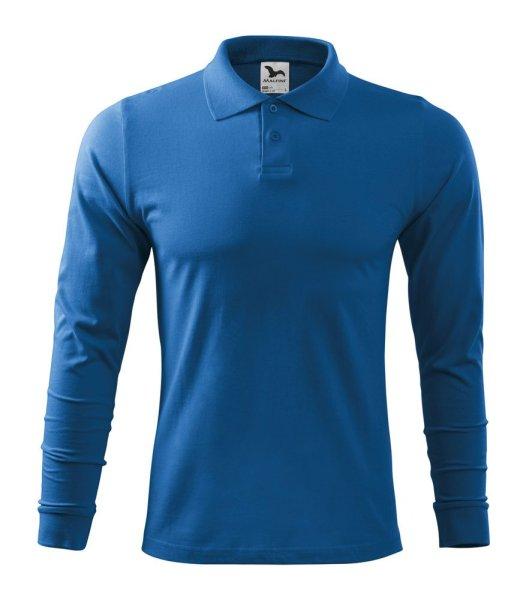 MALFINI Férfi hosszú ujjú galléros póló Single J. LS - Azúrkék | 2XL