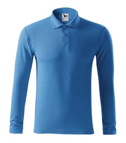 MALFINI Férfi hosszú ujjú galléros póló Pique Polo LS - Azúrkék | 3XL