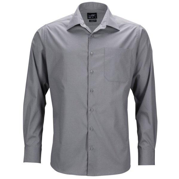 James & Nicholson (Daiber) Férfi hosszú ujjú ing JN642 - Acélszín | 3XL