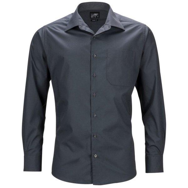 James & Nicholson (Daiber) Férfi hosszú ujjú ing JN642 - Sötétszürke | 3XL