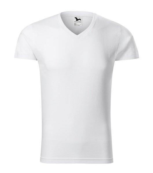 MALFINI Férfi póló Slim Fit V-neck - Fehér | 2XL