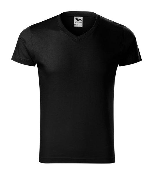 MALFINI Férfi póló Slim Fit V-neck - Fekete | 2XL