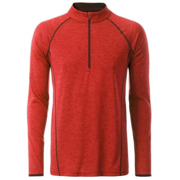 James & Nicholson (Daiber) Férfi funkcionális hosszú ujjú felső JN498 -
Piros melírozott / titán | 2XL