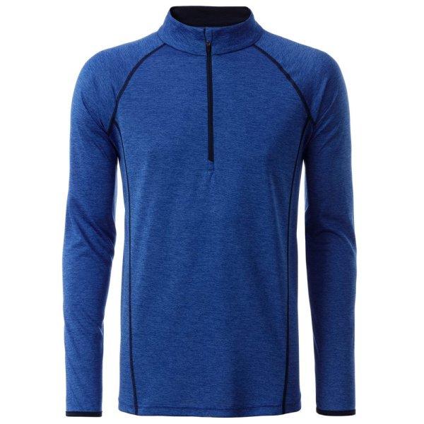 James & Nicholson (Daiber) Férfi funkcionális hosszú ujjú felső JN498 -
Kék melírozott / sötétkék | 2XL