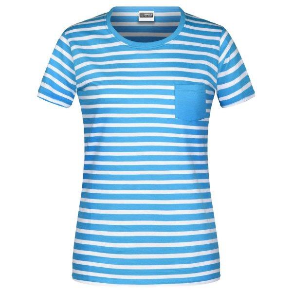 James & Nicholson (Daiber) Női csíkos biopamut póló 8027 - Atlanti kék /
fehér | 2XL