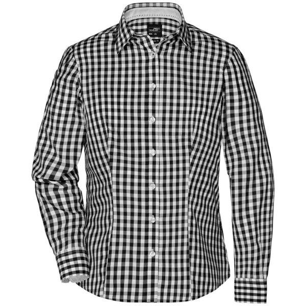 James & Nicholson (Daiber) Női kockás ing JN616 - Fekete / fehér | 2XL