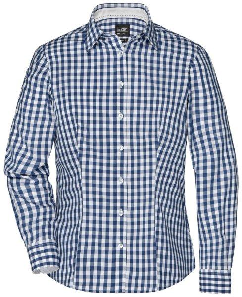 James & Nicholson (Daiber) Női kockás ing JN616 - Sötétkék / fehér | 2XL