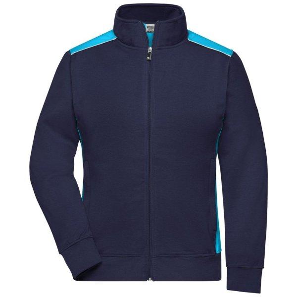 James & Nicholson (Daiber) Női pulóver kapucni nélkül JN869 - Sötétkék /
türkiz | 3XL