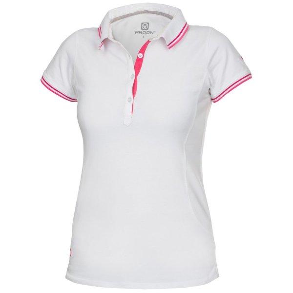 Ardon Női galléros póló FLORET - Fehér / rózsaszín | 2XL
