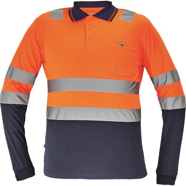 Cerva Férfi hosszú ujjú fényvisszaverő galléros póló LEON -
Narancssárga / sötétkék | 4XL