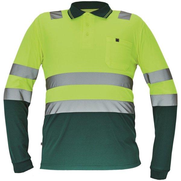 Cerva Férfi hosszú ujjú fényvisszaverő galléros póló LEON - Sárga /
zöld | 4XL