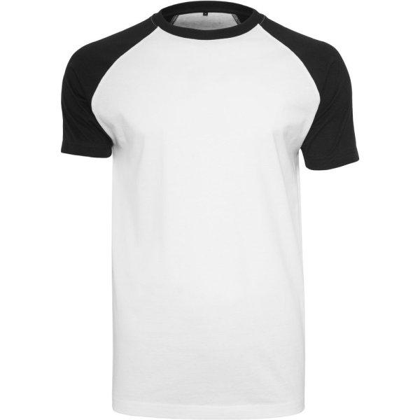 Build Your Brand Kétszínű rövid ujjú férfi póló - Fehér / fekete | 3XL