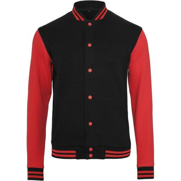 Build Your Brand Férfi baseball felső College - Fekete / piros | 4XL