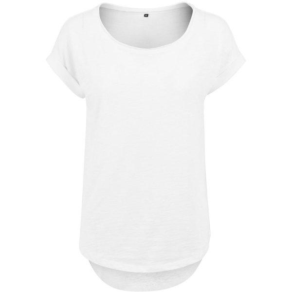 Build Your Brand Női póló hosszított hátsó résszel - Fehér | 2XL