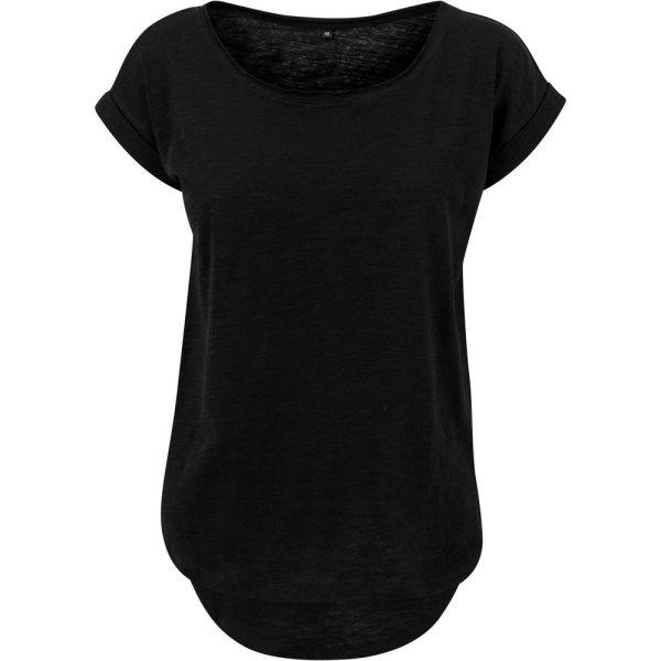 Build Your Brand Női póló hosszított hátsó résszel - Fekete | 2XL