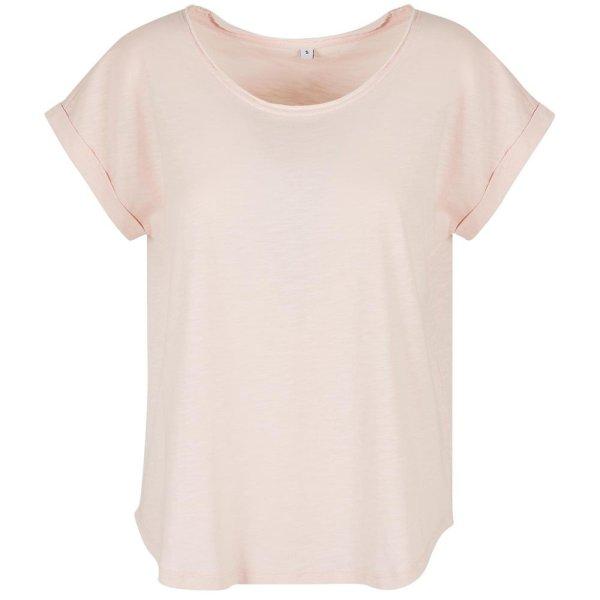 Build Your Brand Női póló hosszított hátsó résszel - Rózsaszín | 5XL