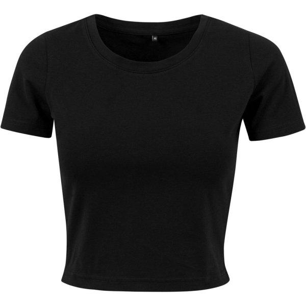 Build Your Brand Rövid ujjú női crop top póló - Fekete | 4XL