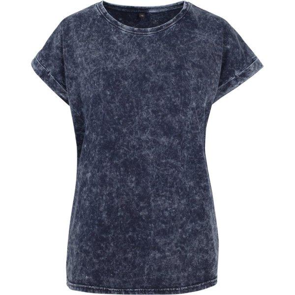 Build Your Brand Lezser női póló Acid Washed - Indigó  / fehér | 5XL