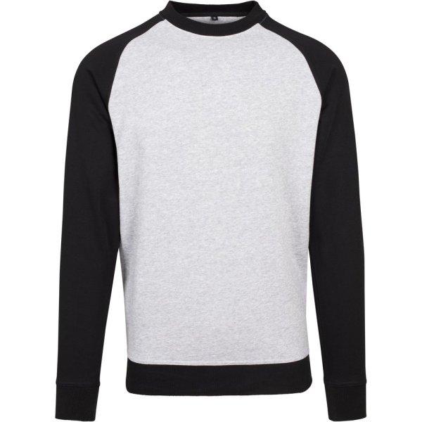 Build Your Brand Kétszínű férfi felső - Szürke melírozott / fekete | 2XL