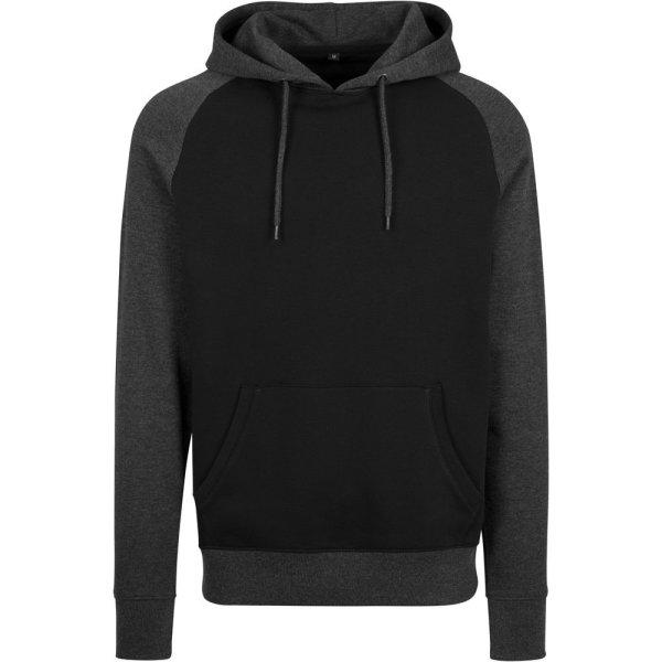 Build Your Brand Kétszínű kapucnis férfi pulóver - Fekete / sötétszürke
melírozott | 2XL