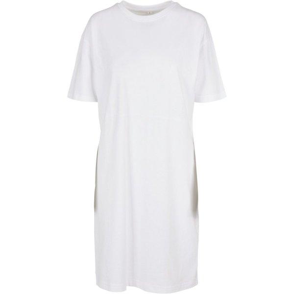 Build Your Brand Női pólóruha hasított oldalsó résszel - Fehér | 3XL
