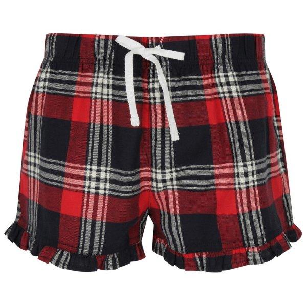SF (Skinnifit) Női flanel pizsama rövidnadrág - Piros / sötétkék | 2XS