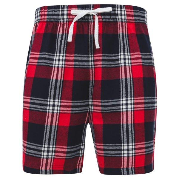 SF (Skinnifit) Férfi flanel pizsama rövidnadrág - Piros / sötétkék | 2XL