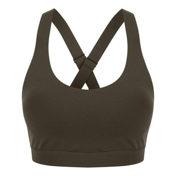 Tombo Sportmelltartó keresztezett pántokkal - Olív | 2XS