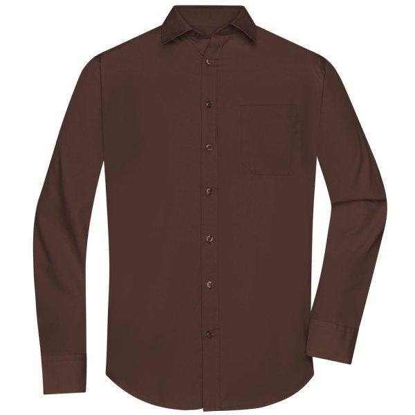 James & Nicholson (Daiber) Férfi hosszú ujjú ing JN678 - Barna | 4XL