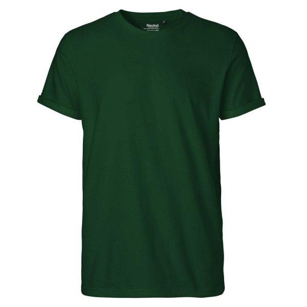Neutral Férfi póló felhajtott ujjakkal organikus Fairtrade biopamutból -
Palackzöld | 3XL