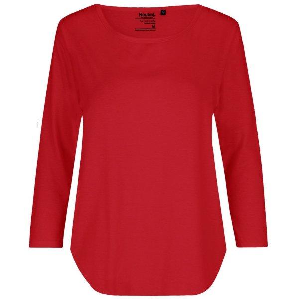 Neutral Női póló 3/4 ujjal organikus Fairtrade biopamutból - Piros | 2XL