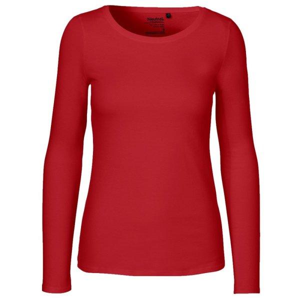 Neutral Hosszú ujjú női póló organikus Fairtrade biopamutból - Piros | 2XL
